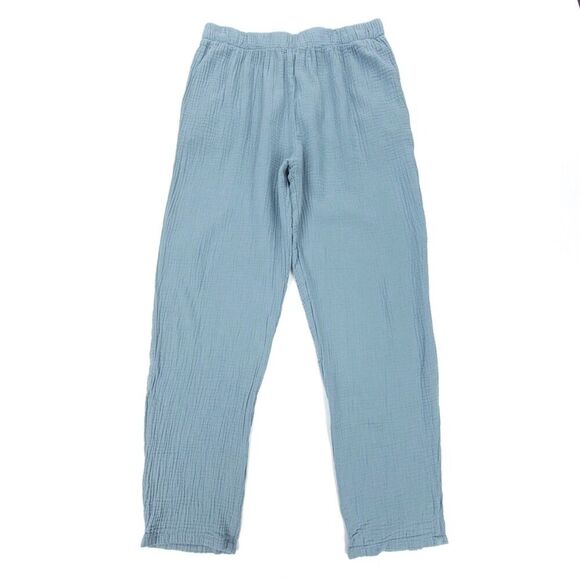 BRYN WALKER Crinkled Cotton Gauze Ankle Beach Pull On Pant Sage Lagenlook Medium